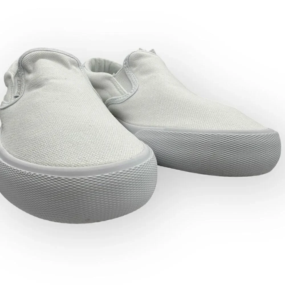 Lugz Womens Clipper Slip On Canvas Sneakers Shoes White Size 5.5M